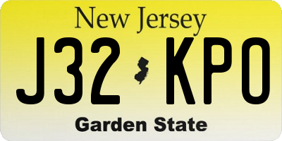 NJ license plate J32KPO