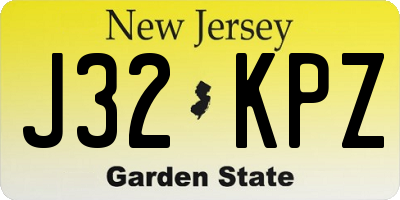 NJ license plate J32KPZ