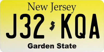 NJ license plate J32KQA