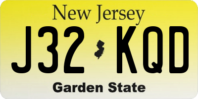 NJ license plate J32KQD