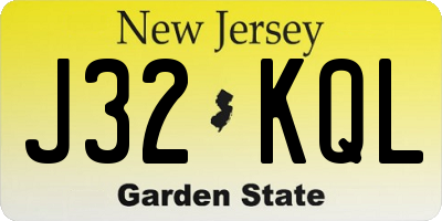 NJ license plate J32KQL