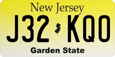 NJ license plate J32KQO