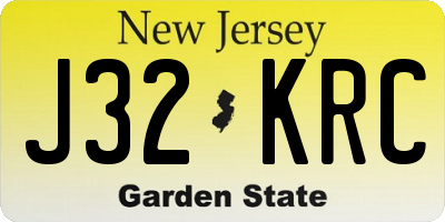 NJ license plate J32KRC