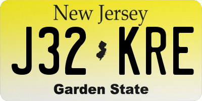 NJ license plate J32KRE