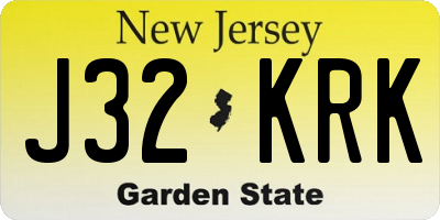 NJ license plate J32KRK