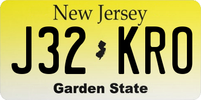NJ license plate J32KRO