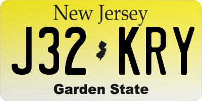 NJ license plate J32KRY