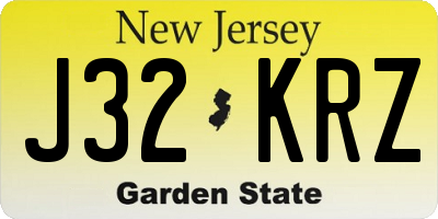 NJ license plate J32KRZ