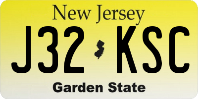NJ license plate J32KSC