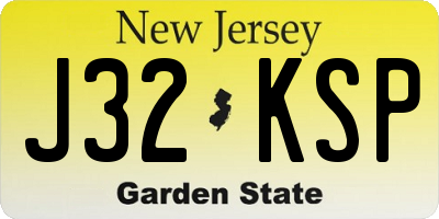 NJ license plate J32KSP