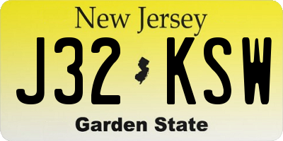 NJ license plate J32KSW