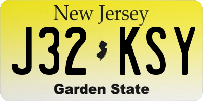 NJ license plate J32KSY