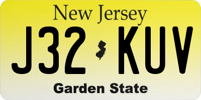NJ license plate J32KUV