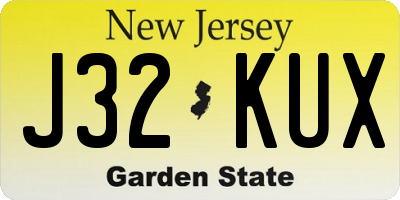 NJ license plate J32KUX