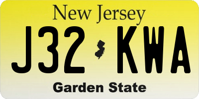 NJ license plate J32KWA