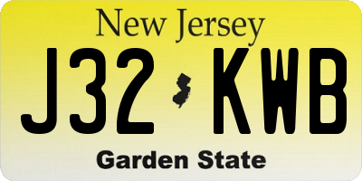 NJ license plate J32KWB