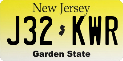 NJ license plate J32KWR