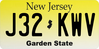 NJ license plate J32KWV