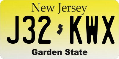 NJ license plate J32KWX