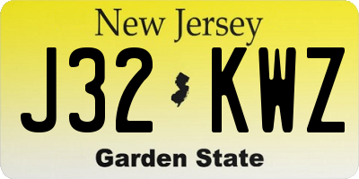 NJ license plate J32KWZ