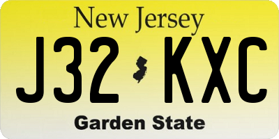NJ license plate J32KXC