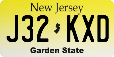 NJ license plate J32KXD