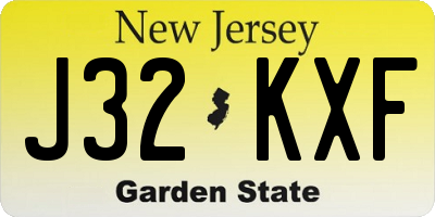 NJ license plate J32KXF