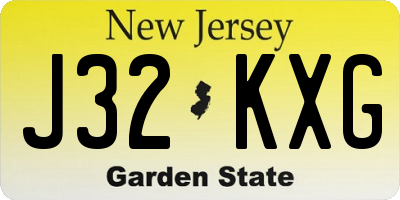 NJ license plate J32KXG