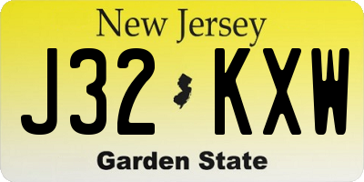 NJ license plate J32KXW