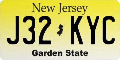 NJ license plate J32KYC