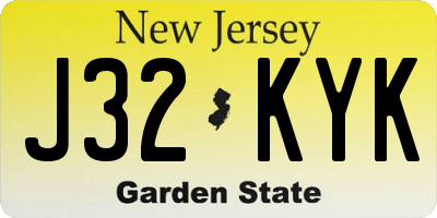 NJ license plate J32KYK