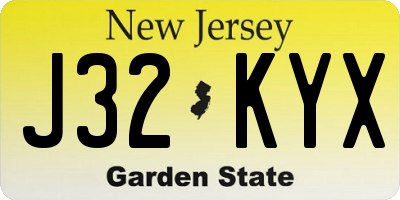 NJ license plate J32KYX