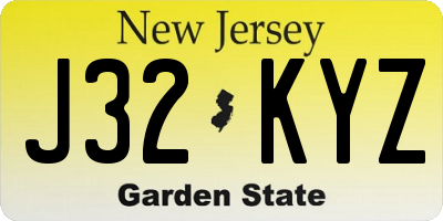 NJ license plate J32KYZ