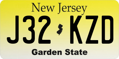 NJ license plate J32KZD