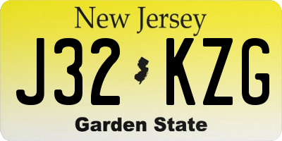 NJ license plate J32KZG