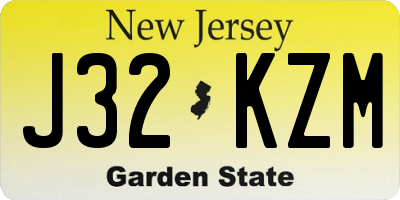 NJ license plate J32KZM