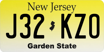 NJ license plate J32KZO