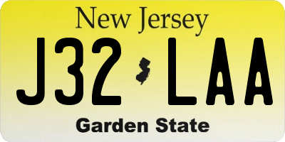 NJ license plate J32LAA