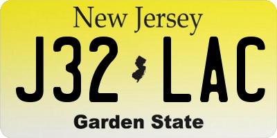 NJ license plate J32LAC