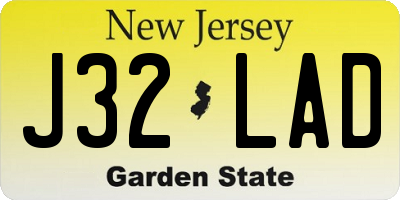 NJ license plate J32LAD