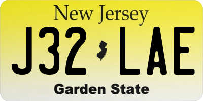 NJ license plate J32LAE