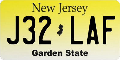 NJ license plate J32LAF