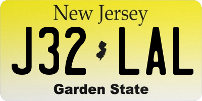 NJ license plate J32LAL