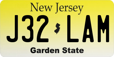 NJ license plate J32LAM