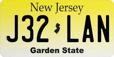NJ license plate J32LAN