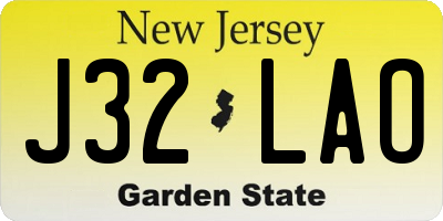 NJ license plate J32LAO