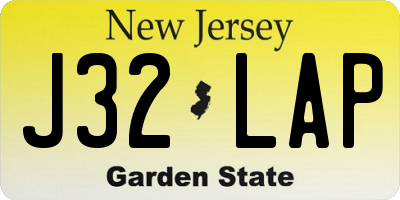 NJ license plate J32LAP