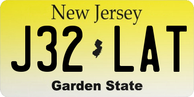NJ license plate J32LAT