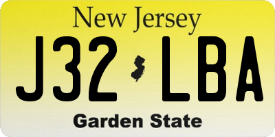 NJ license plate J32LBA