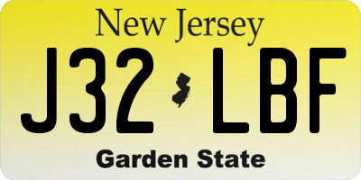 NJ license plate J32LBF